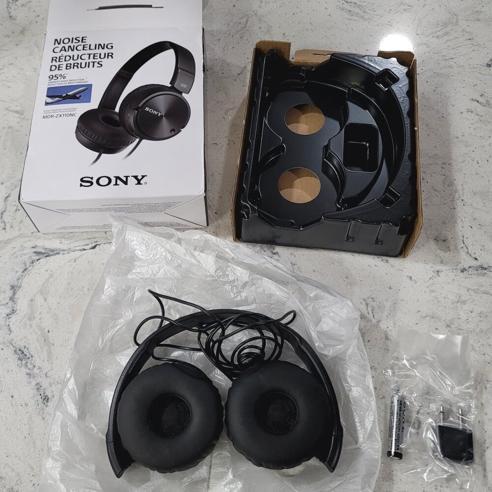 SONY MDR-ZX110NC Noise Canceling Headphones Black New Sealed - Picture 3 of 4